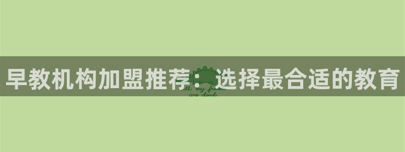 恒行2那74OO5：早教机构加盟推荐：选择最合适的教育