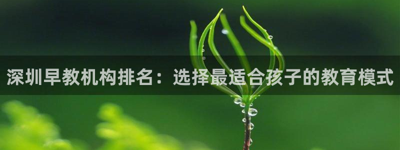 恒行2杨74OOO5：深圳早教机构排名：选择最适合孩子的教育模式